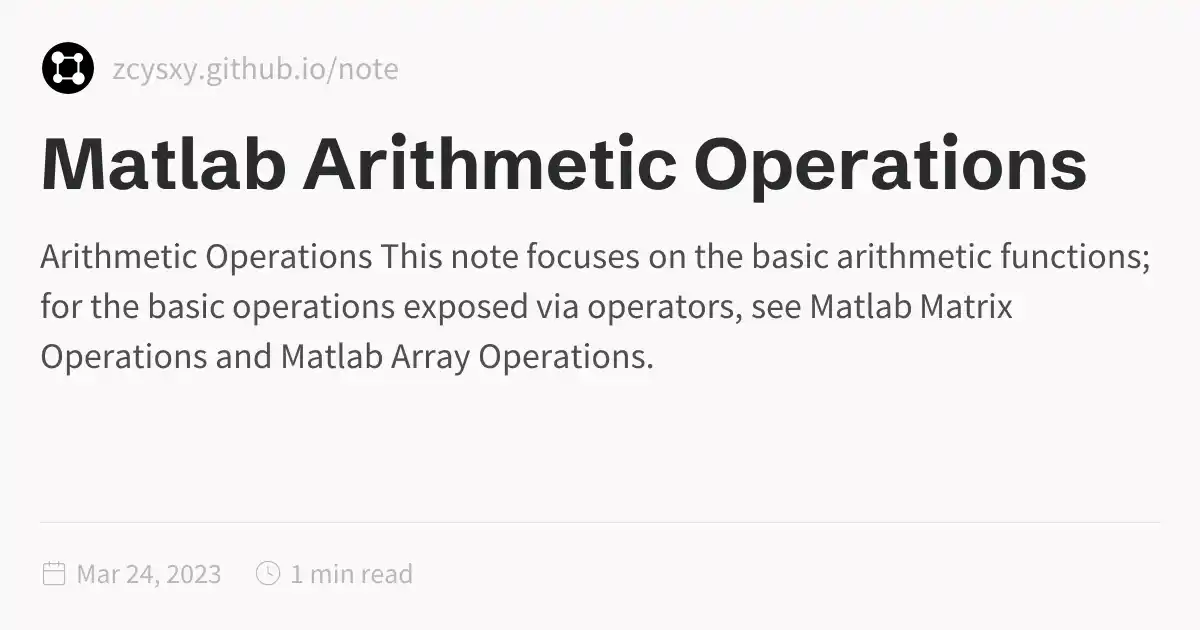 Matlab Arithmetic Operations