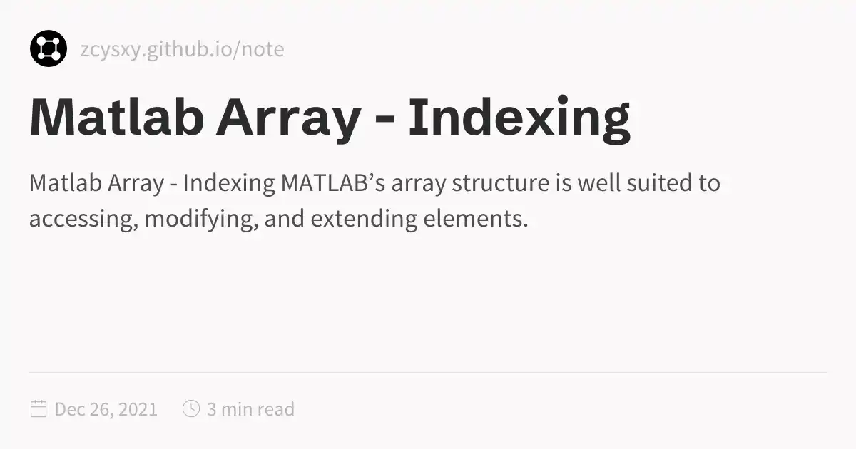 Matlab Array - Indexing