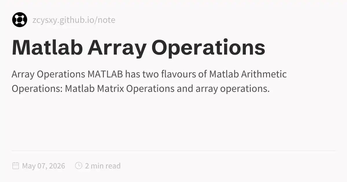 Matlab Array Operations