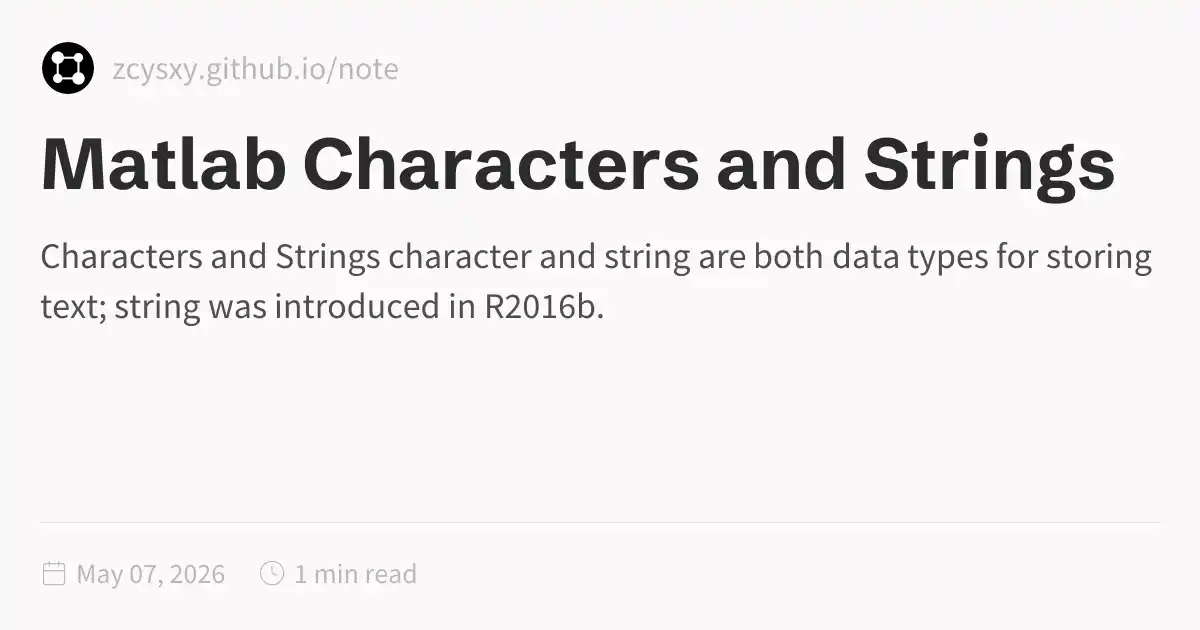 Matlab Characters and Strings