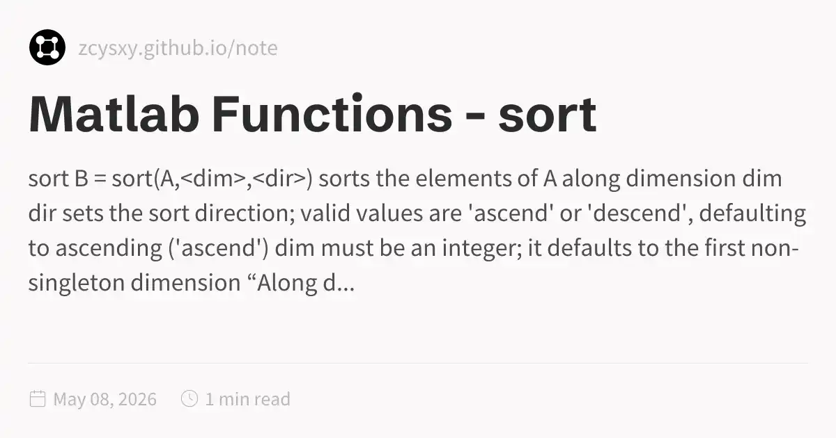 Matlab Functions - sort