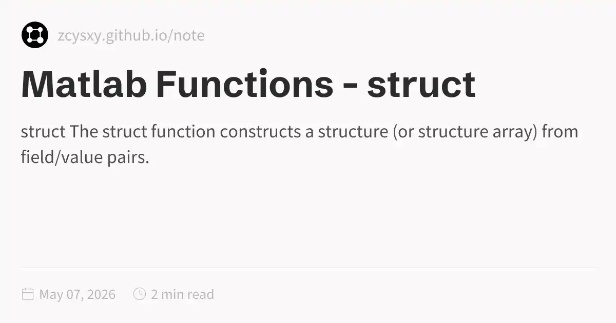 Matlab Functions - struct