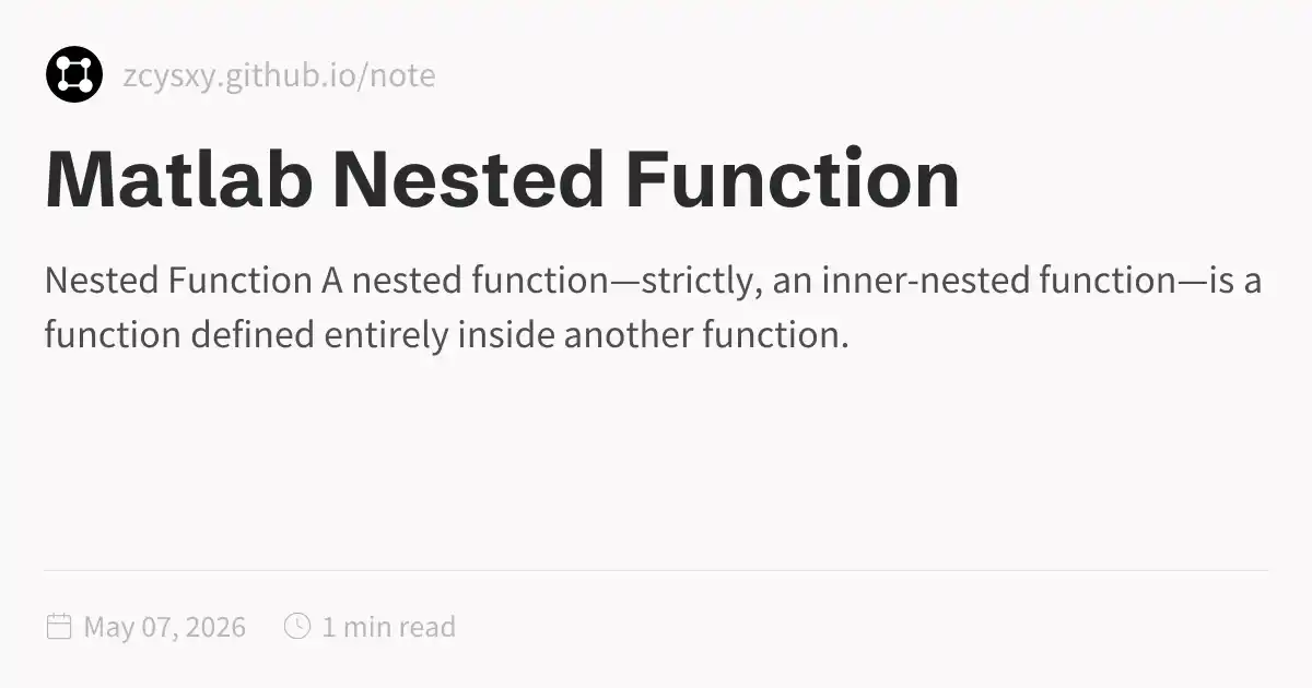 Matlab Nested Function