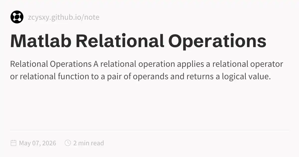 Matlab Relational Operations