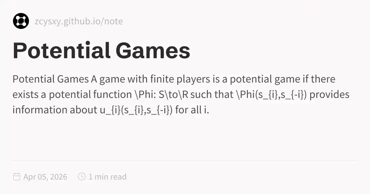 Potential Games